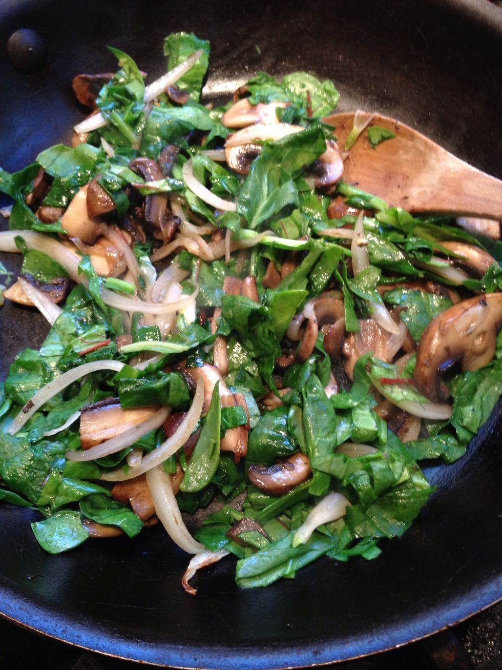 Cook the spinach until wilted