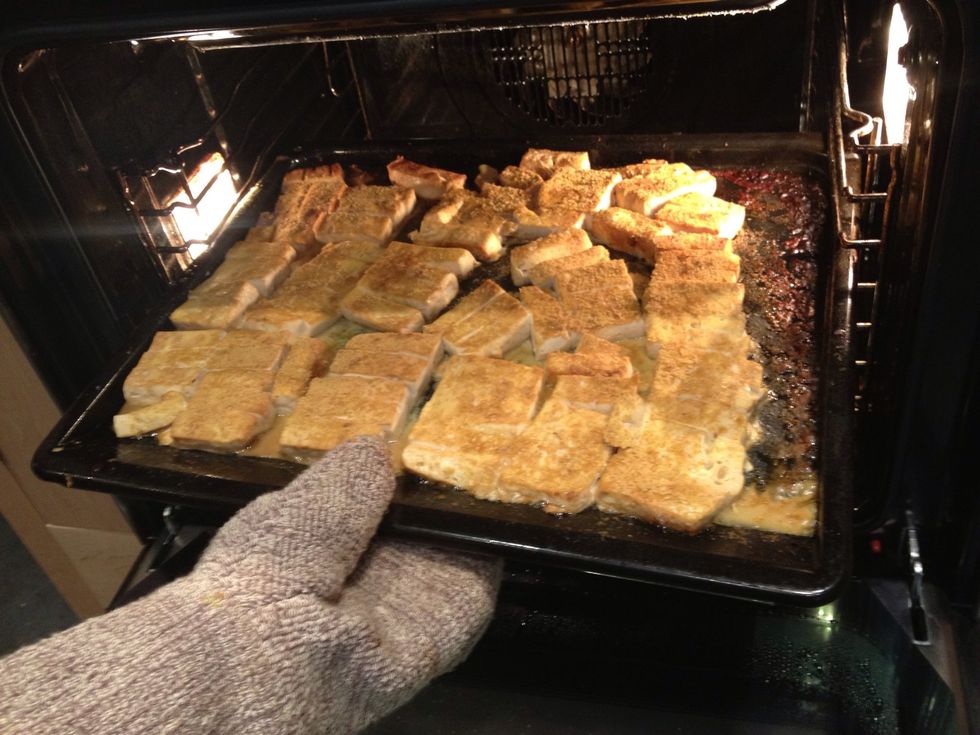 Cook the tofu for another 5-10 minutes on the other side. Sometimes we make it crispier but lately I have been enjoying it moister and so don't cook it so long.