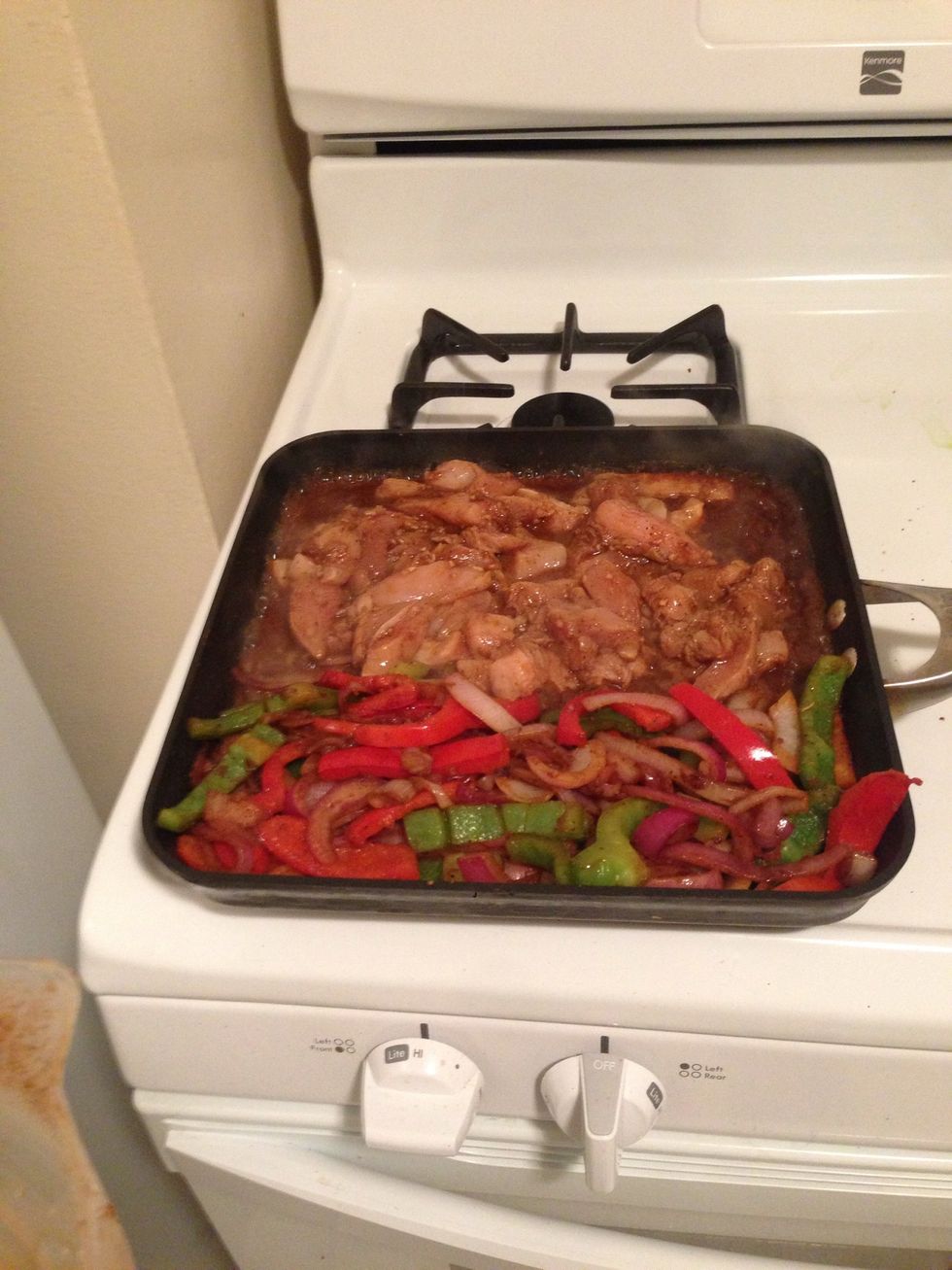 Cook the until the chicken is done. (It should be around 3-4 mins on each side)