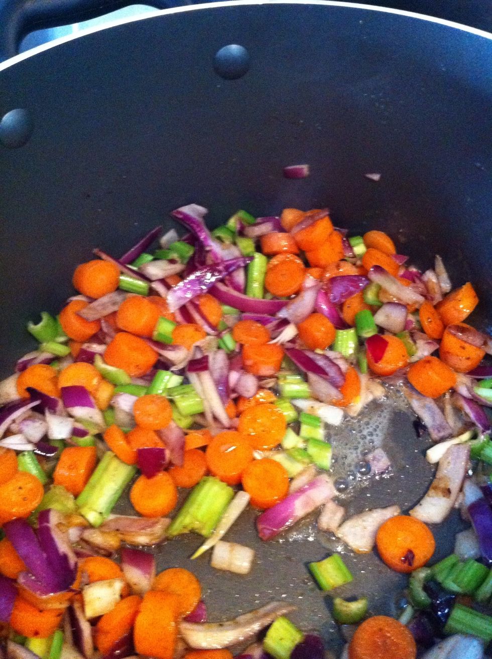 Cook the vegetables in the juices plus a bit of olive oil if needed