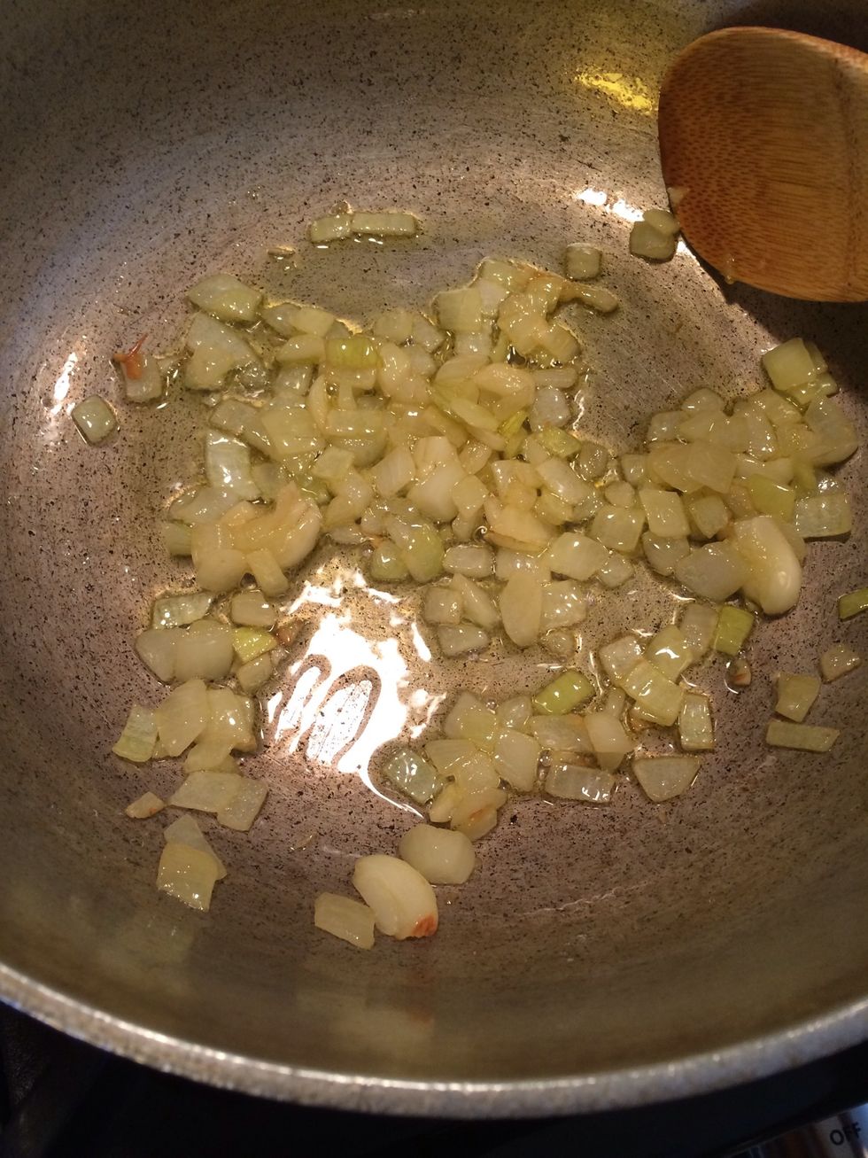 Cook this gently, we want to sweat the onions and not burn the garlic.