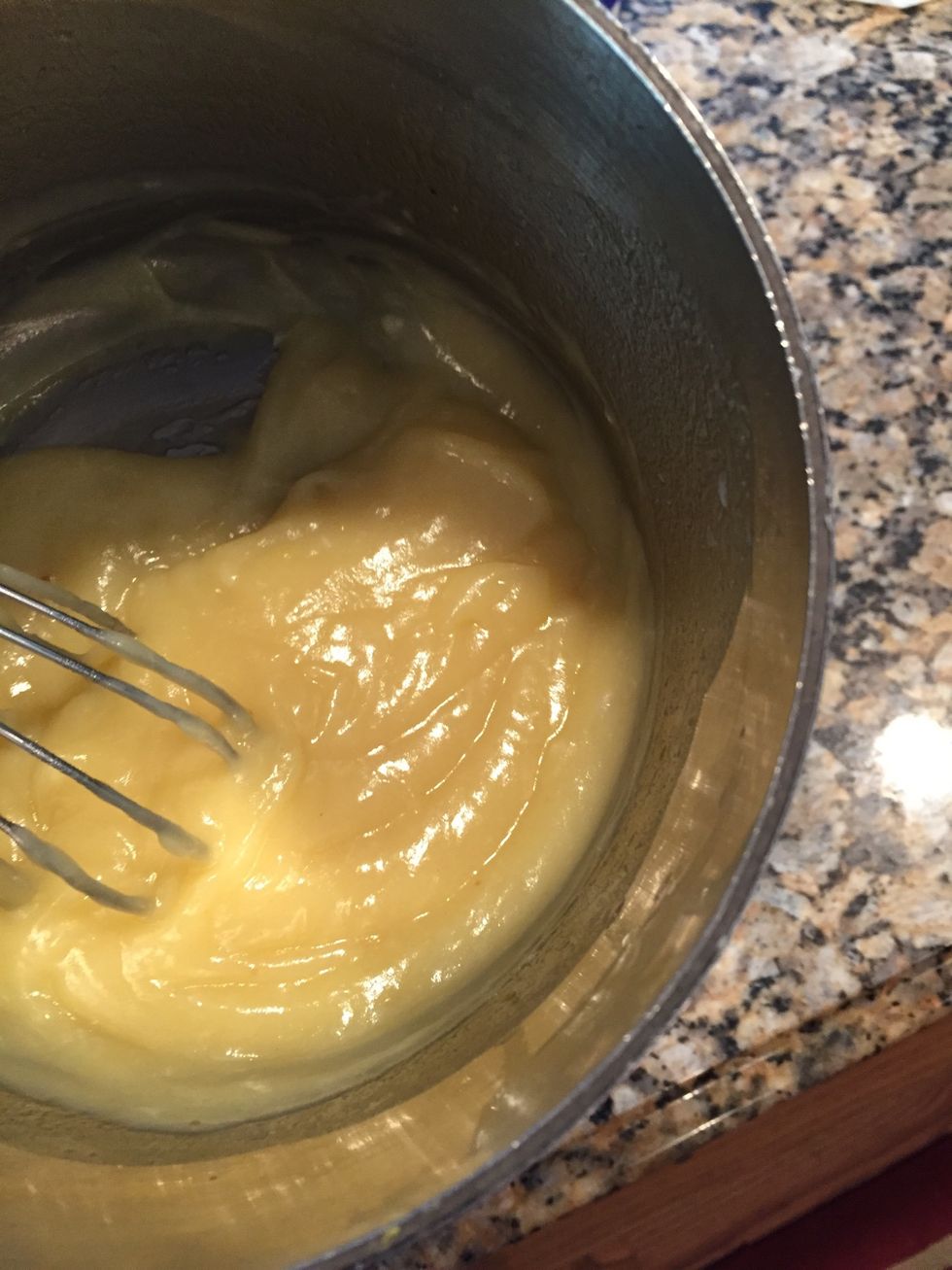 Cook this over medium low heat. It will thicken quickly so be sure to keep whisking. Once it thickens, turn heat off and remove