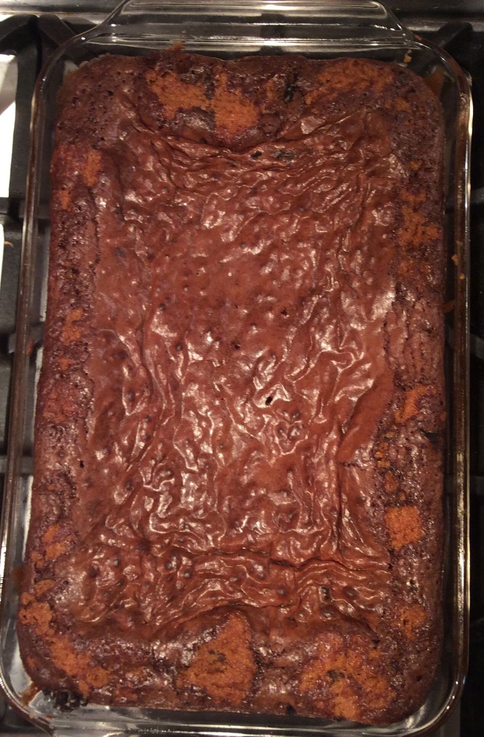 Cook until a toothpick cleanly comes out indicating the brownie batter is cooked!