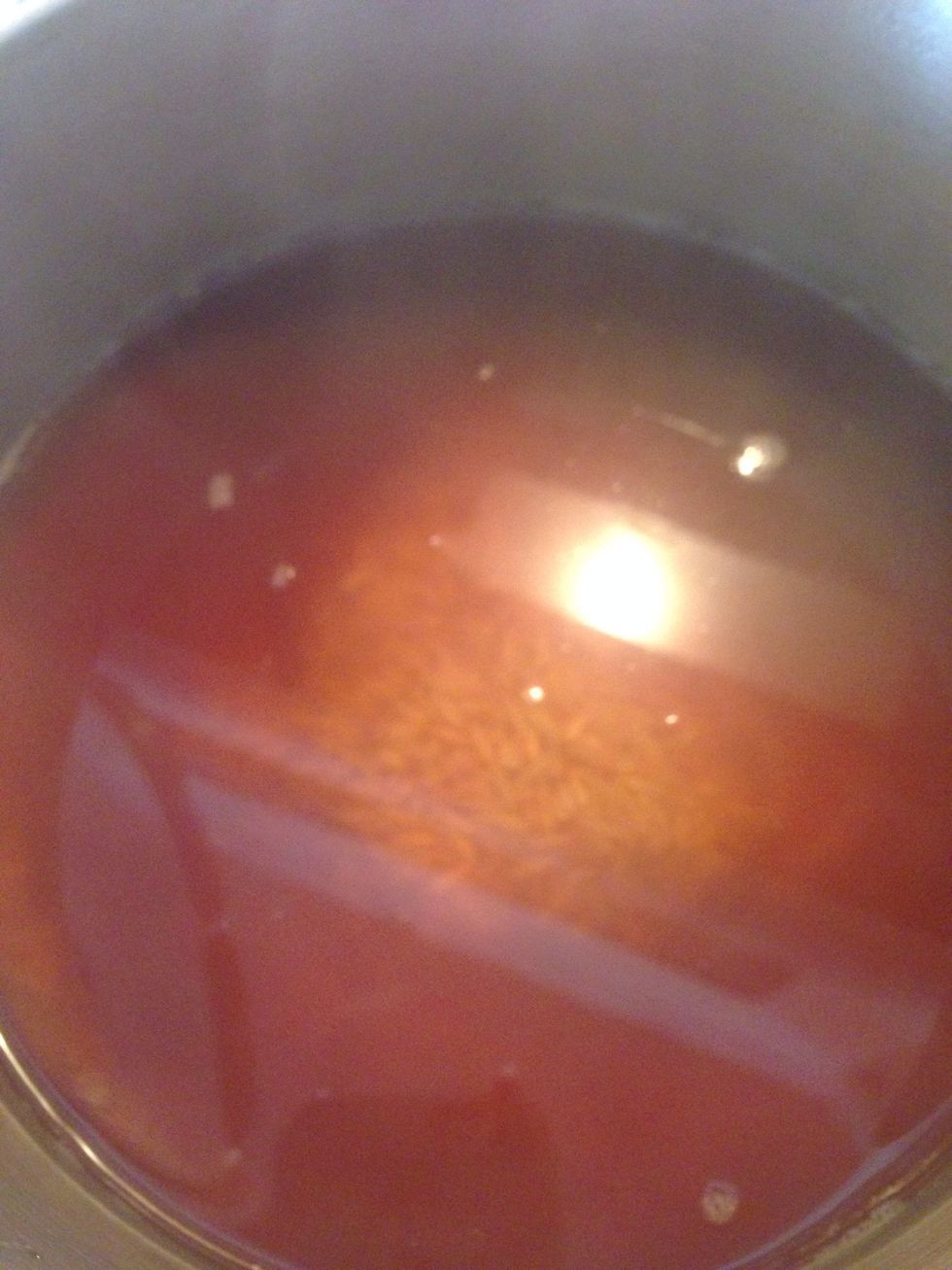 Cook until all the tea is absorbed into the rice. The rice should not be hard or crunchy. If it is add another half cup of water and cook for 5 minutes until the rice is soft.