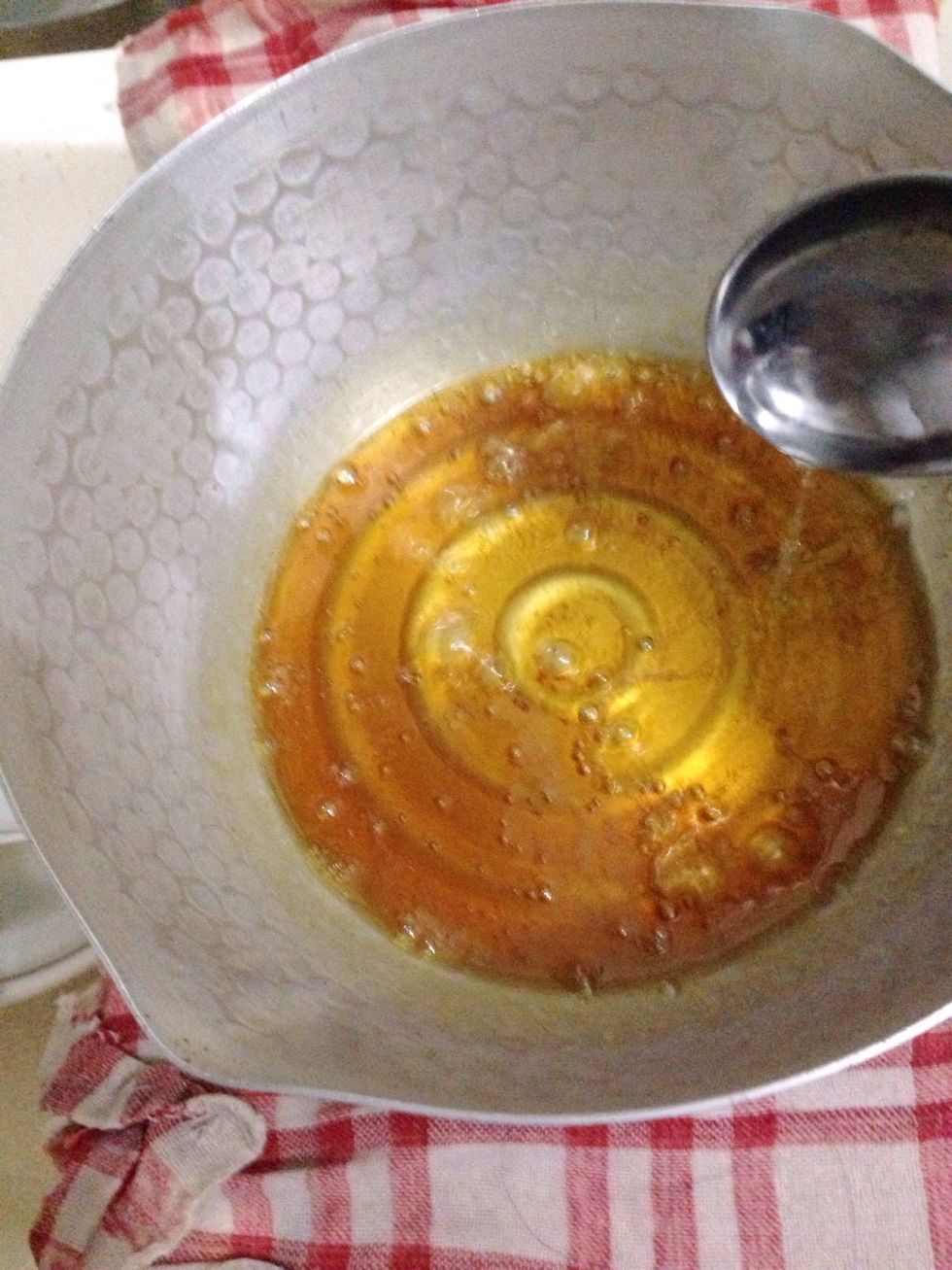 Cook until amber colored and remove from heat. Quickly add 1 and a half tbps of hot water, swirl it to even out then pour the caramel sauce evenly to your ramekins