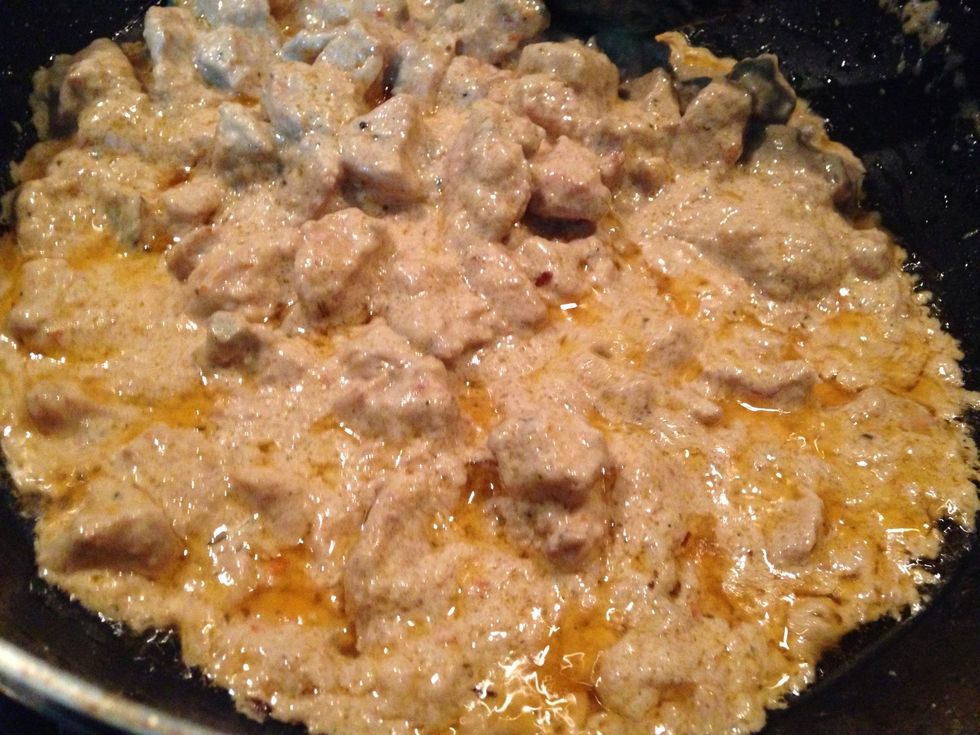 cook until cream starts separating butter