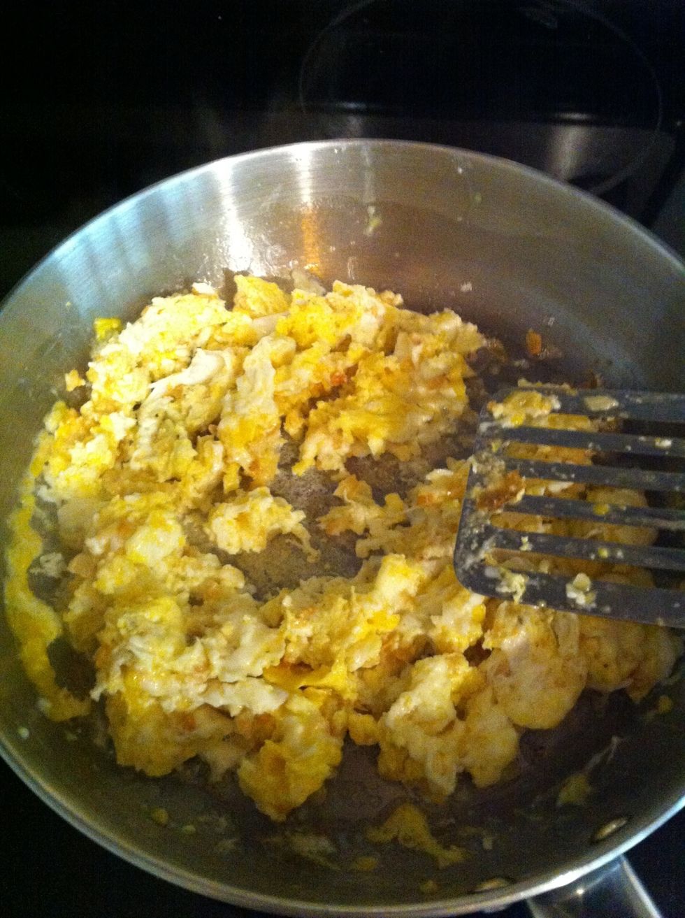 Cook until egg is done (not raw and gooey)