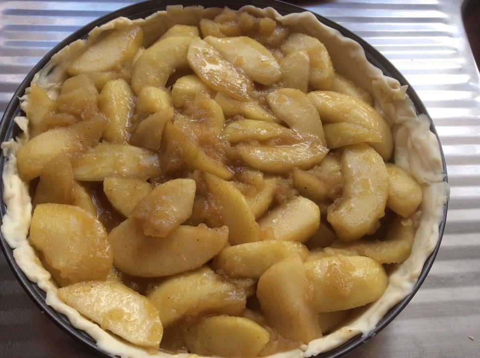 Cook until golden brown and place into pastry.