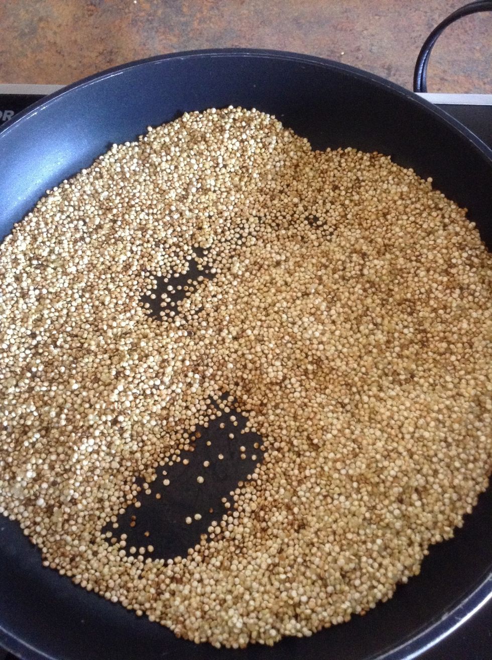 Cook until quinoa is golden brown.
