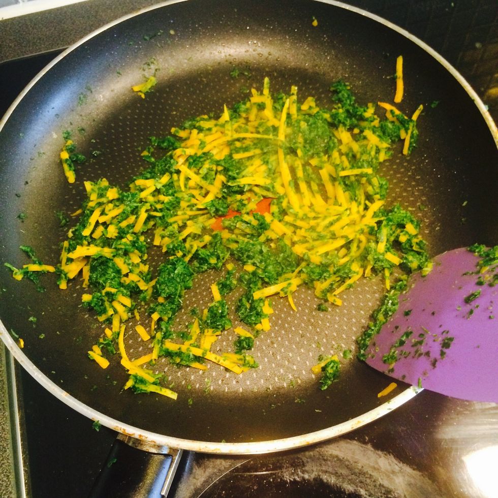 Cook until spinach is done and squash is golden.
