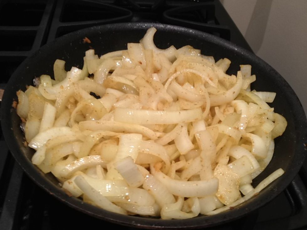 Cook until the onions are wilted and brown.