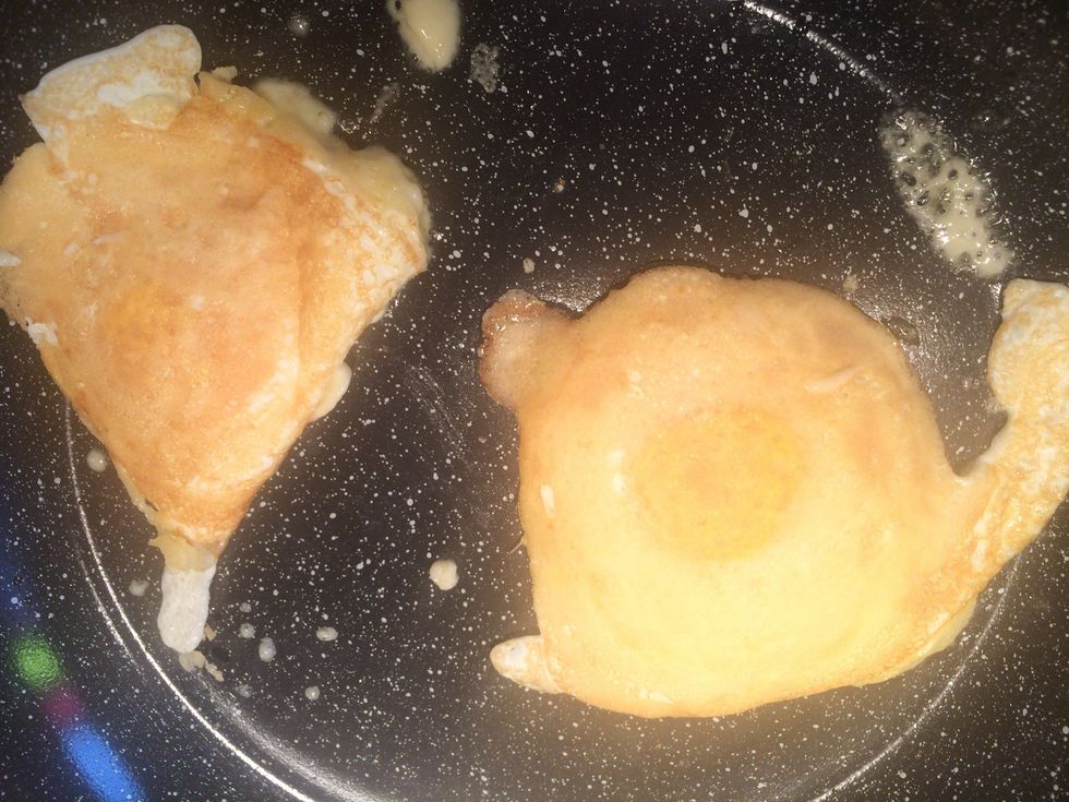 Cook until the yolk has cooked through.