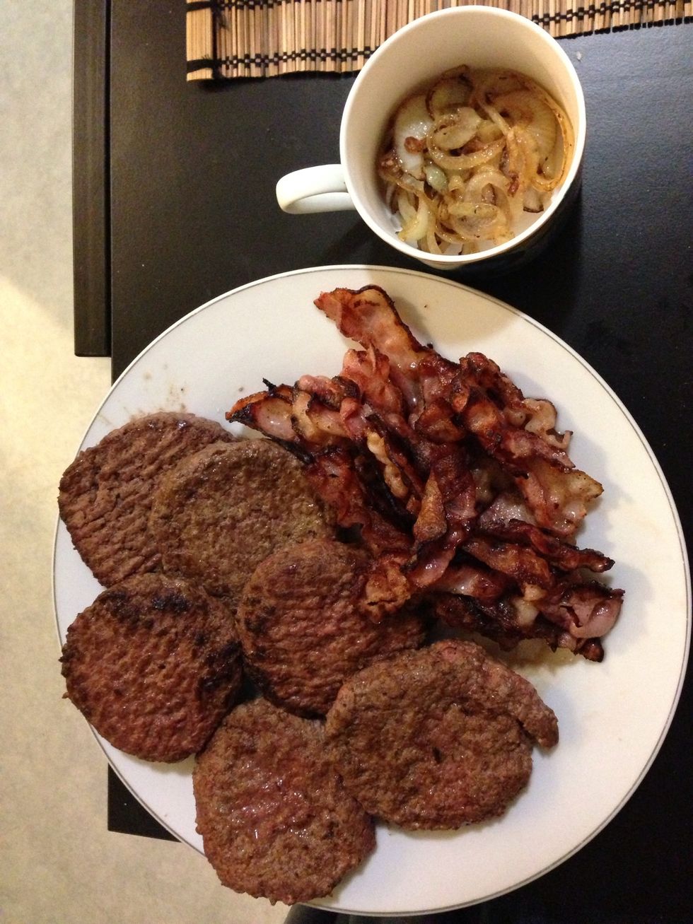 Cook your steak, bacon and onions in the same pan, and KEEP THE GREASE!