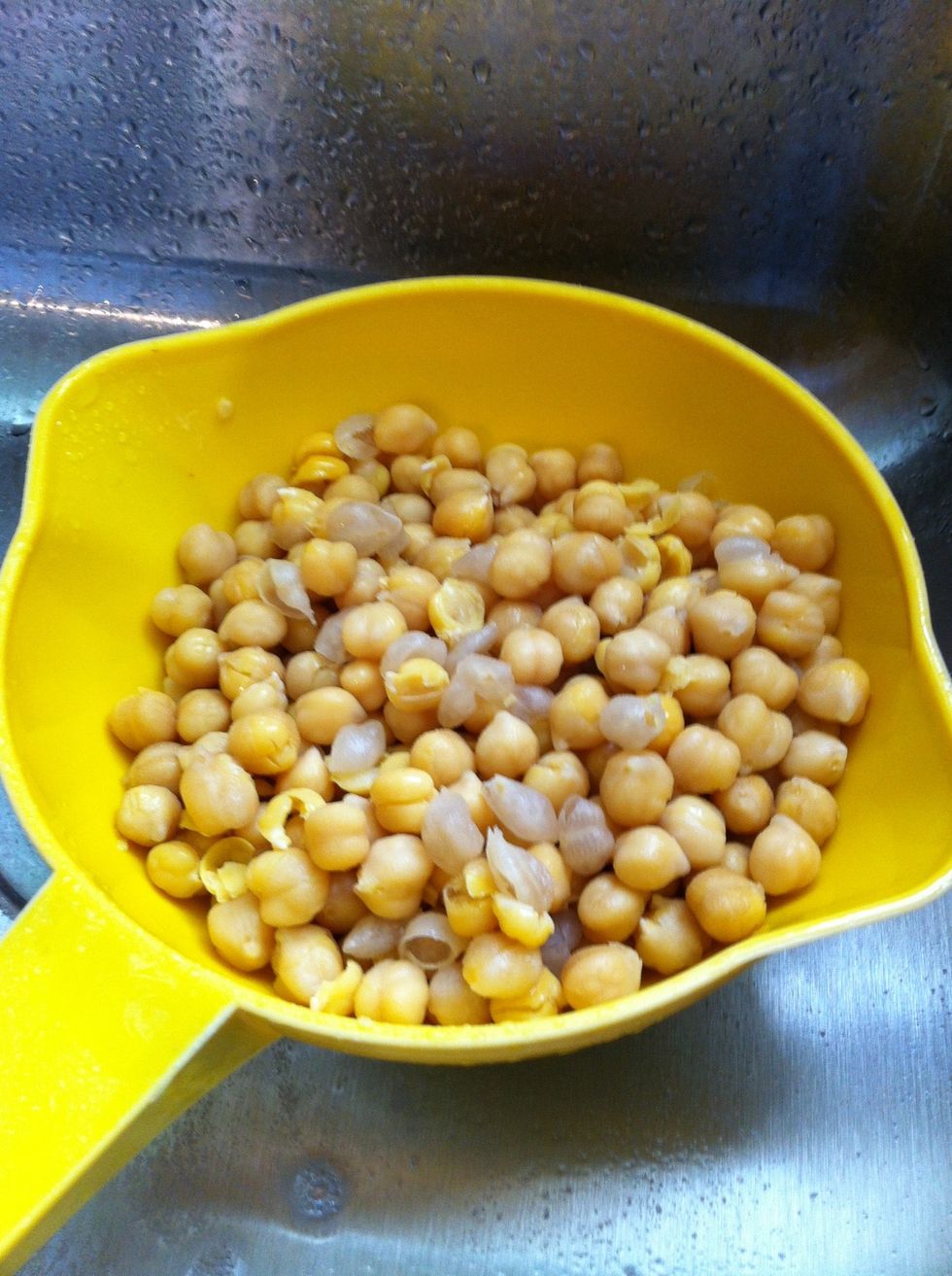 Cooked chickpeas (this is what drained and rinsed canned chickpeas will look like)