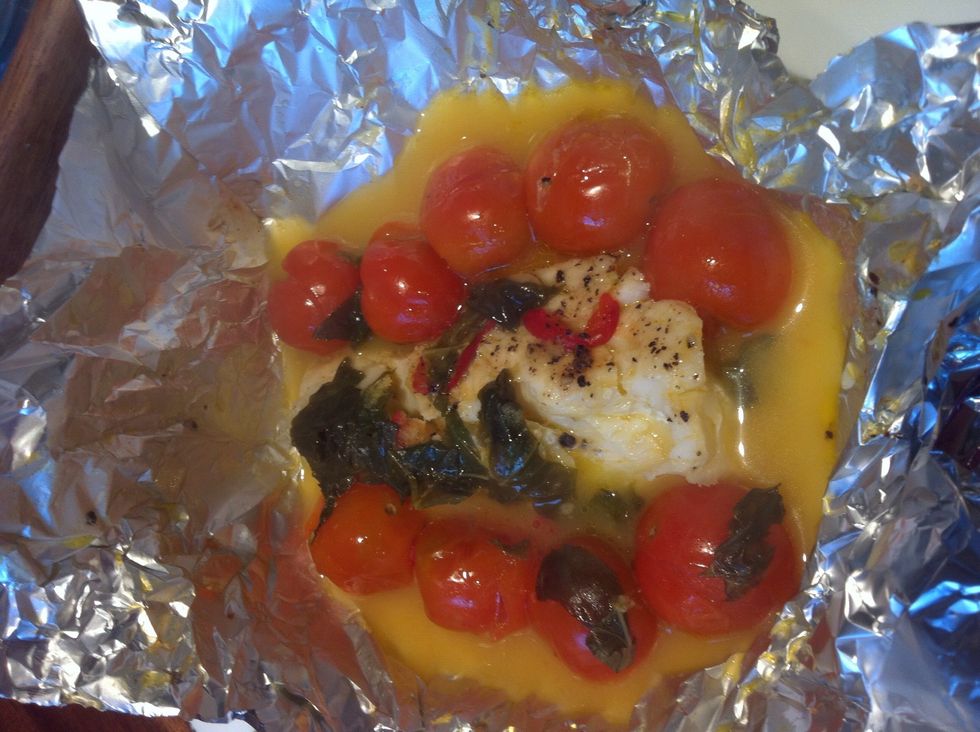 Cooked to perfection keep in foil basket to eat