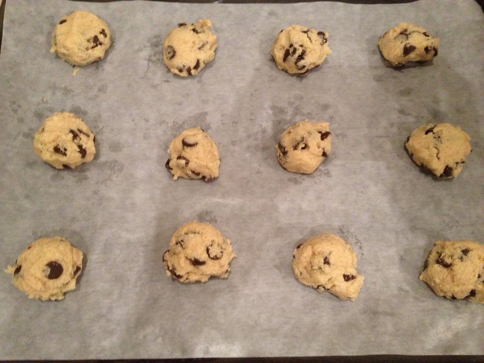 Cookies should be a few inches apart, as they will expand during baking.