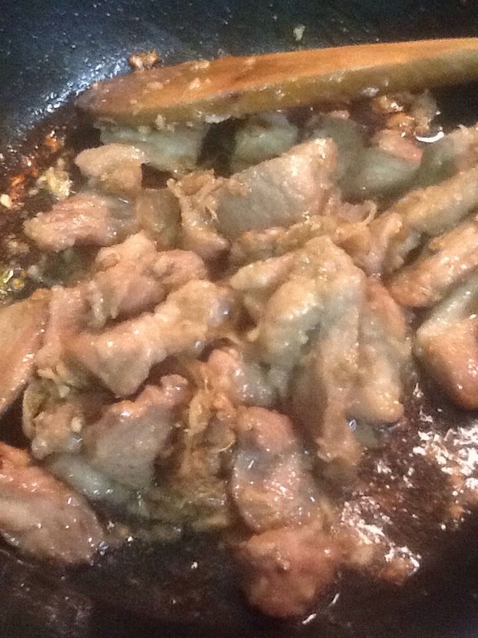 Cooking Til pork change to be a bit brown color