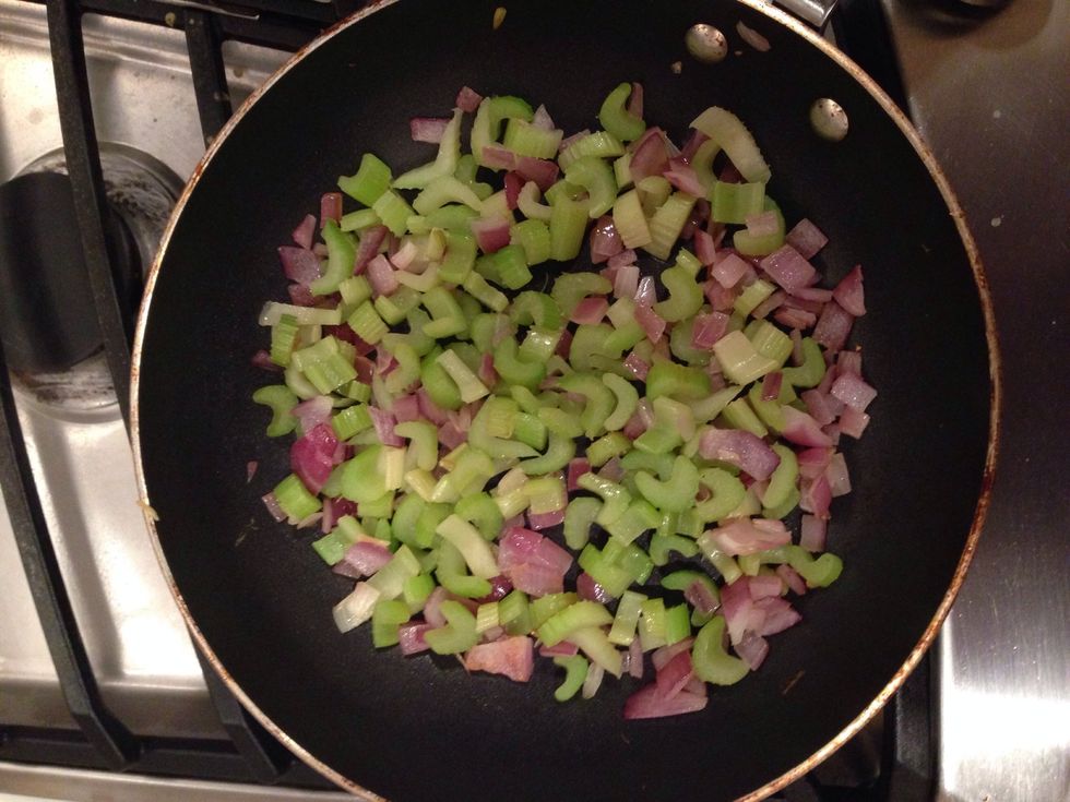 Cool celery and onions till slightly translucent.