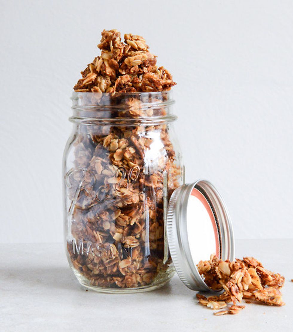 Cool completely. Store in airtight container, i.e. mason jars. Coconut oil boosts metabolism naturally & flax is full of omega-3, fiber & linseed! Let this Crunchy Granola be a healthy snack staple!