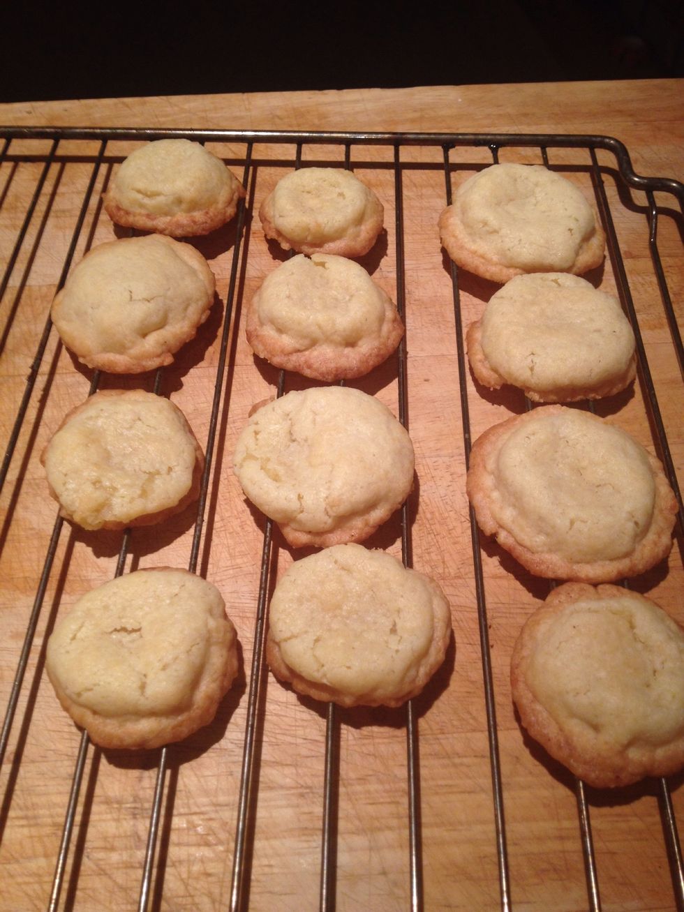 Cool down the cookies. Will keep in an airtight container for a week or so. I only used 1/3 of the cookie dough. The rest is in the fridge, waiting to be baked within the next month.