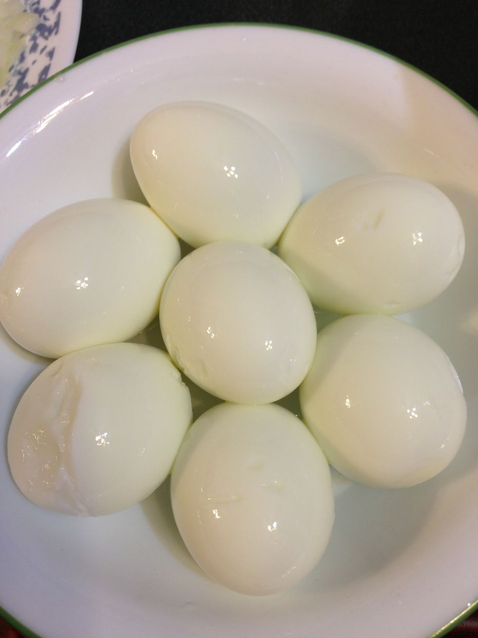Cool eggs and peel. ( worst part). Yuk!