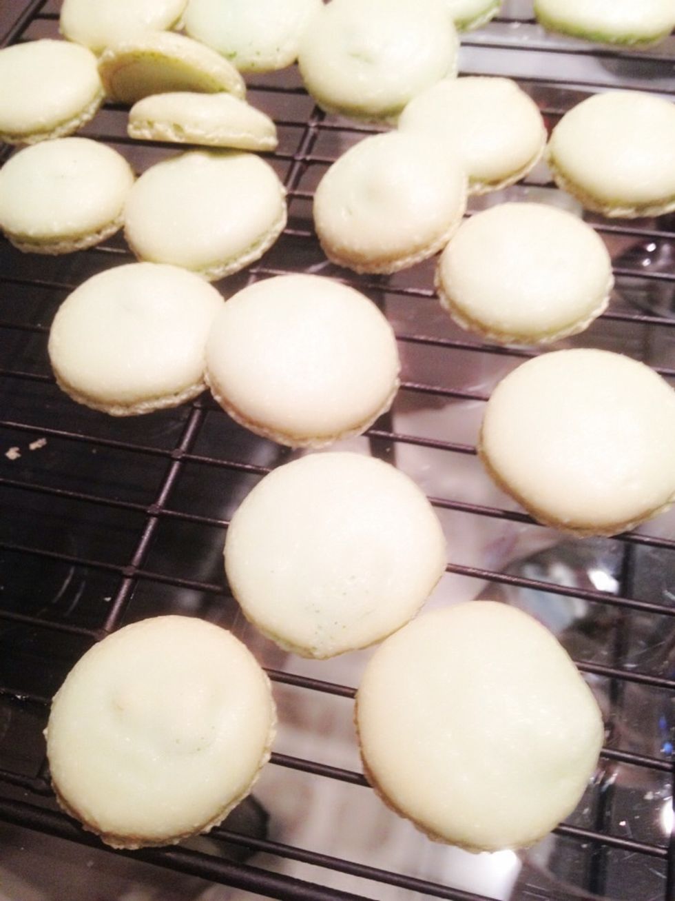 Cool the macarons down on the rack. Should take 20 mins.