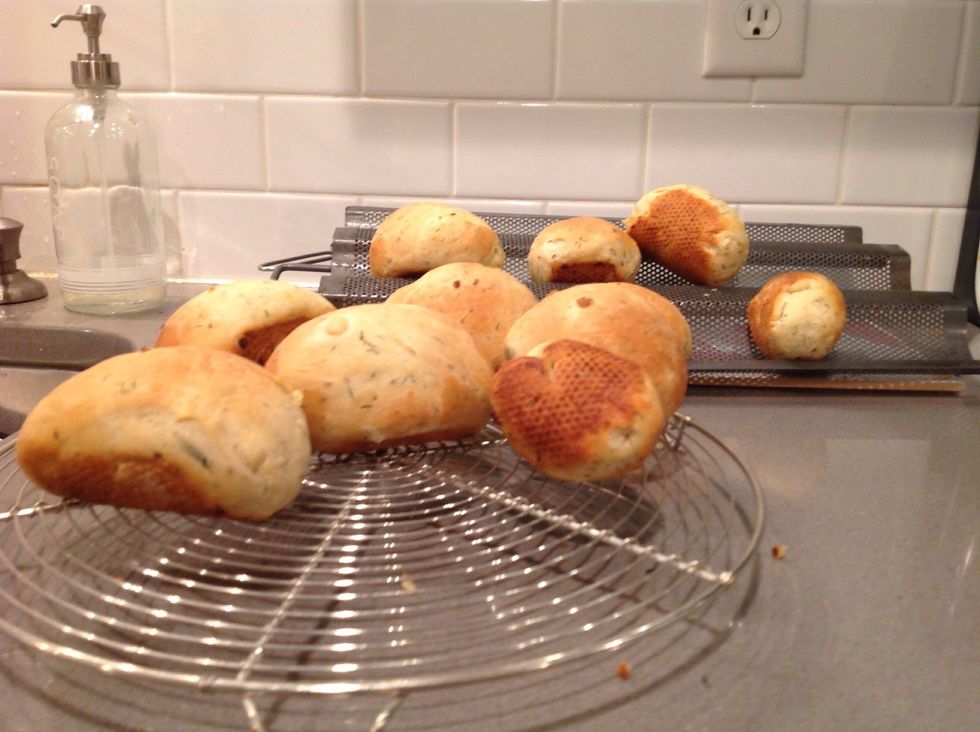 cool the rolls on a wire rack...or don't. then...EAT them with butter and a sprinkle of salt or a slice of Brie.
