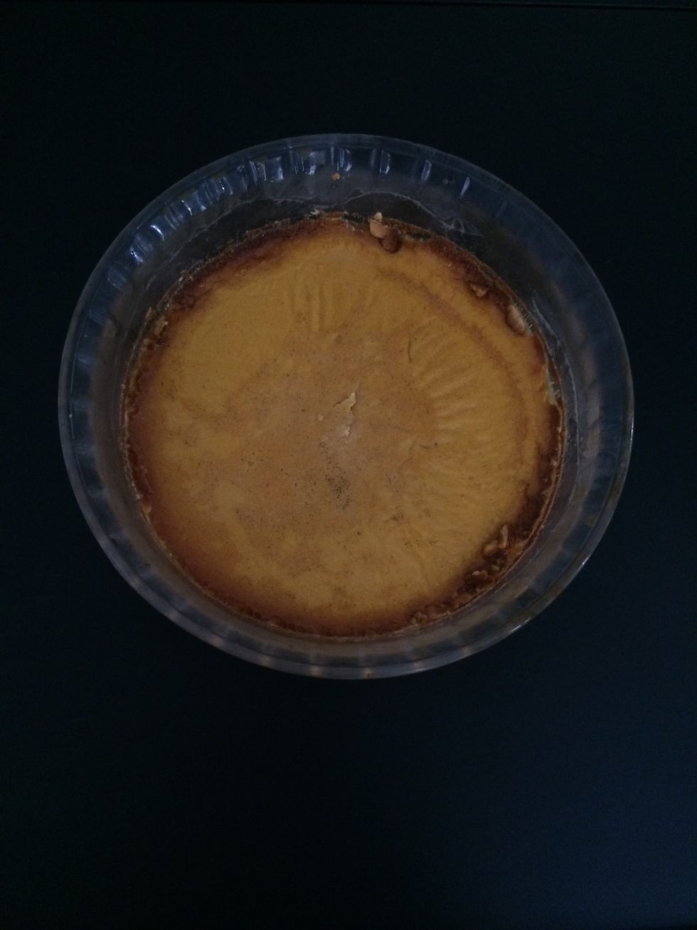 Cooled down. Run a knife around to release the custard