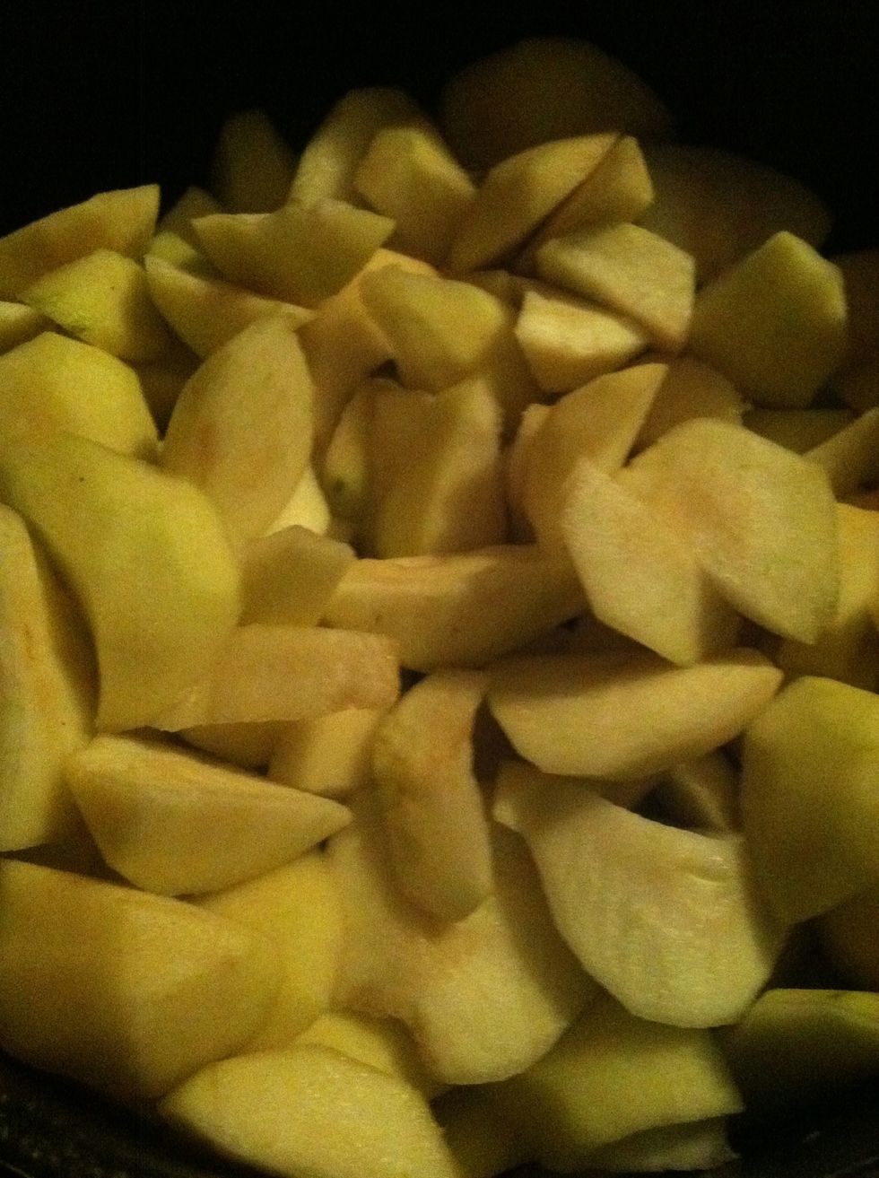 Core pears. Depending on the size of your pears you can use a knife or an apple corer. Some like to cut pears and melon ball the seeds out also. Which ever way works best for you.