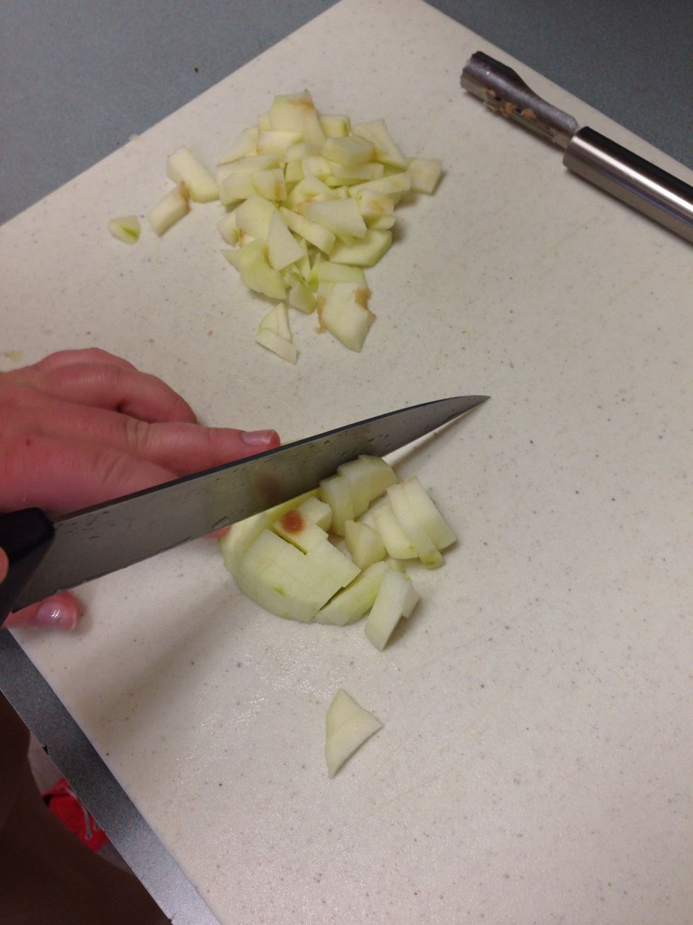 Core, peel and dice apples