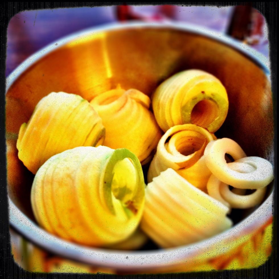 Core, peel, and slice your apples.