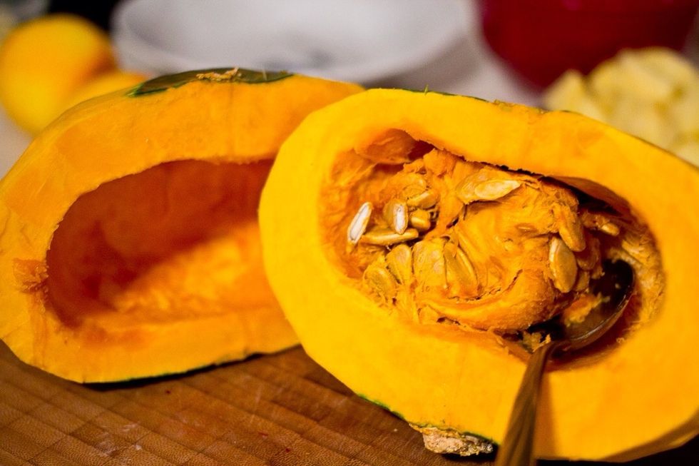 Core the squash with a spoon
