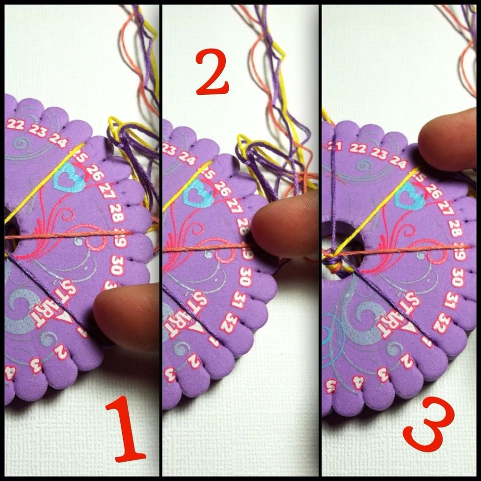 Count up to the right, 1,2,3. This is the string you want. Move it down to the empty slot...