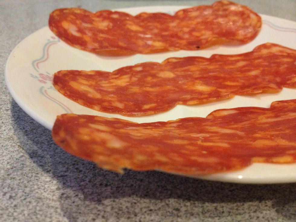 Couple slices of salami - you can replace this with ham too if it suits you