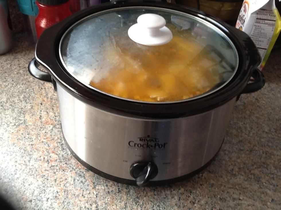 Cover and cook on high for 3-4 hours until potatoes are done.