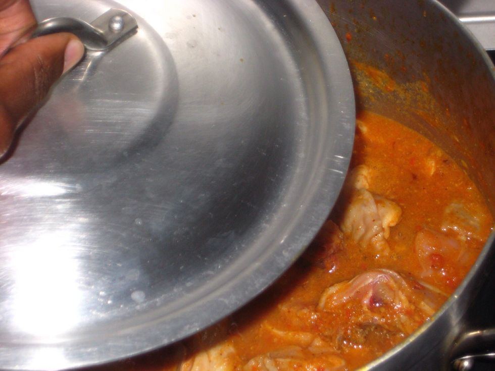 Cover and cook over medium heat for about 12 minutes. It will take longer if the chicken pieces are large and less time if the pieces are boneless.