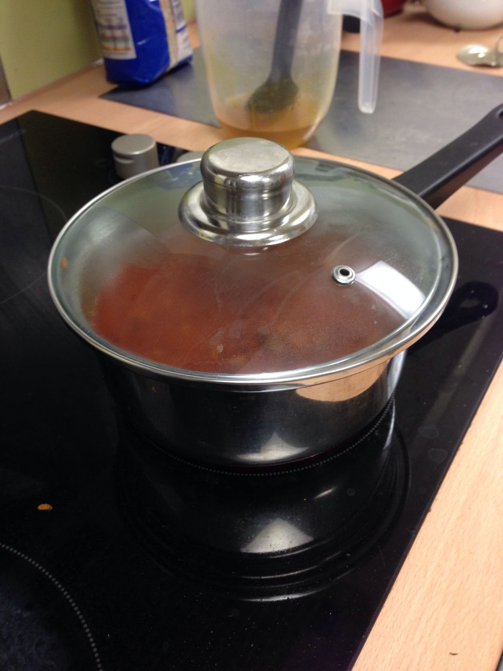 Cover and leave for 15-20 minutes. Turn the heat slightly lower and stir occasionally to prevent sticking.