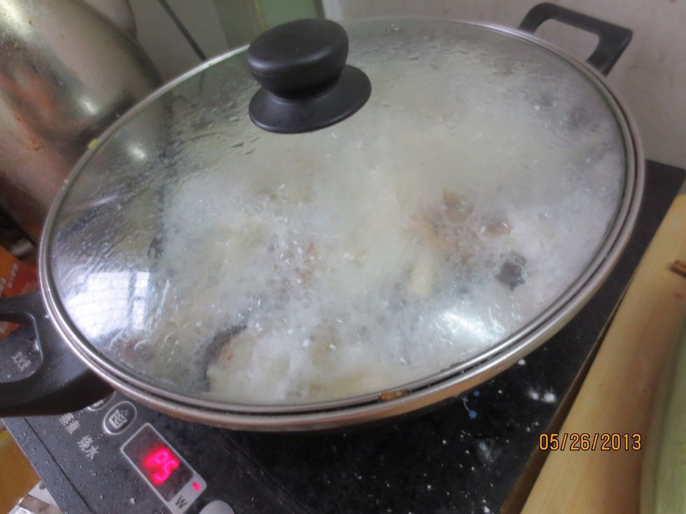 Cover and let gently boil