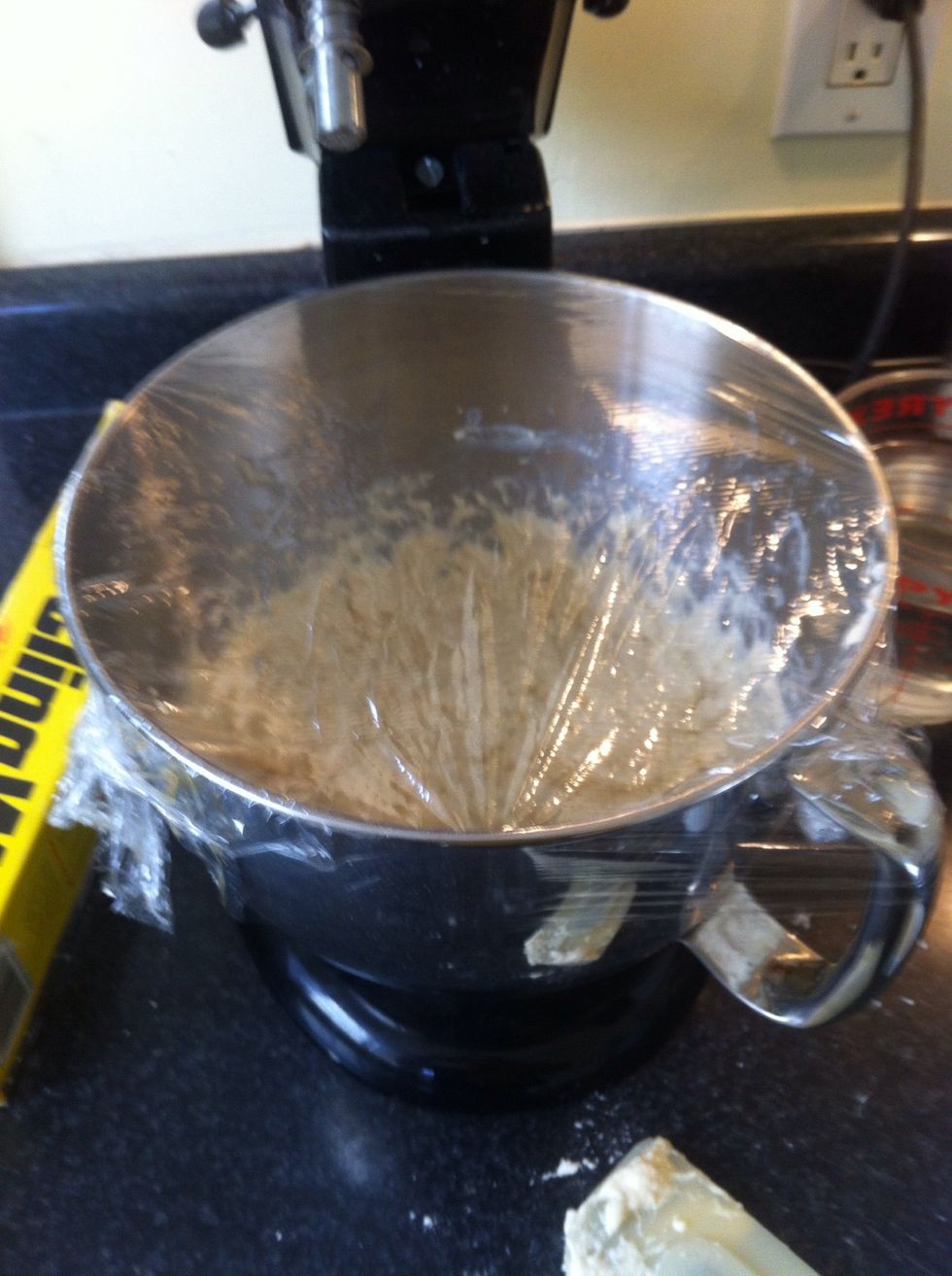 Cover and let it sit for about 20 to 30 minutes. This is called autolyse and is basically just the flour getting hydrated. So go walk your dog, have a beer, or watch a sitcom.