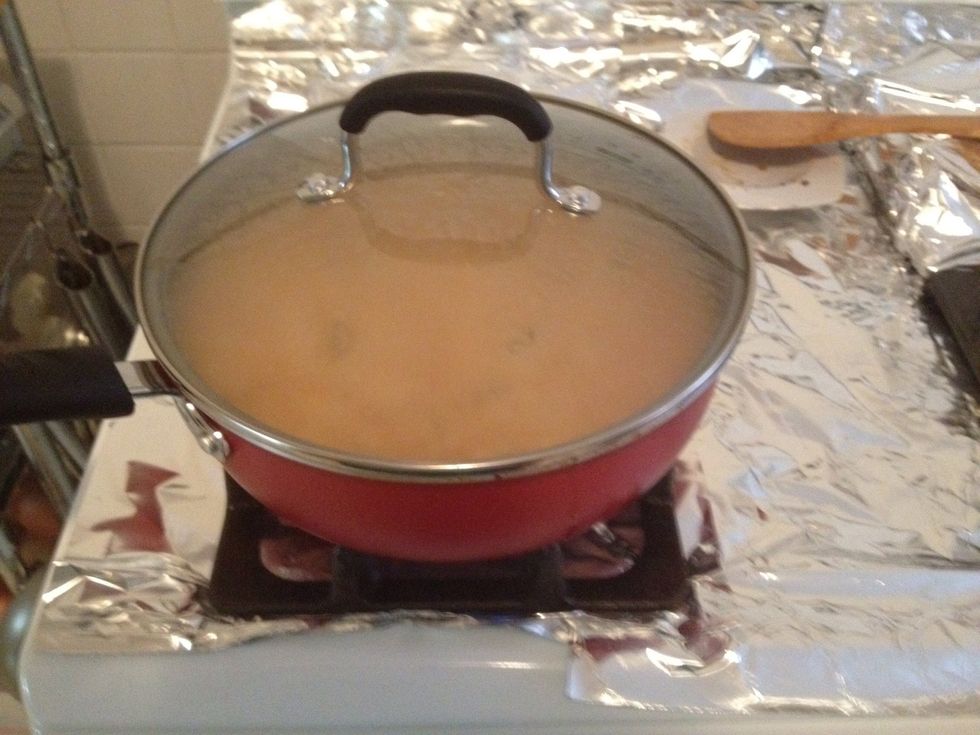 Cover and let simmer for about 20-25 min without stirring on low heat. The sauce should thicken. If its to thick add more water.
