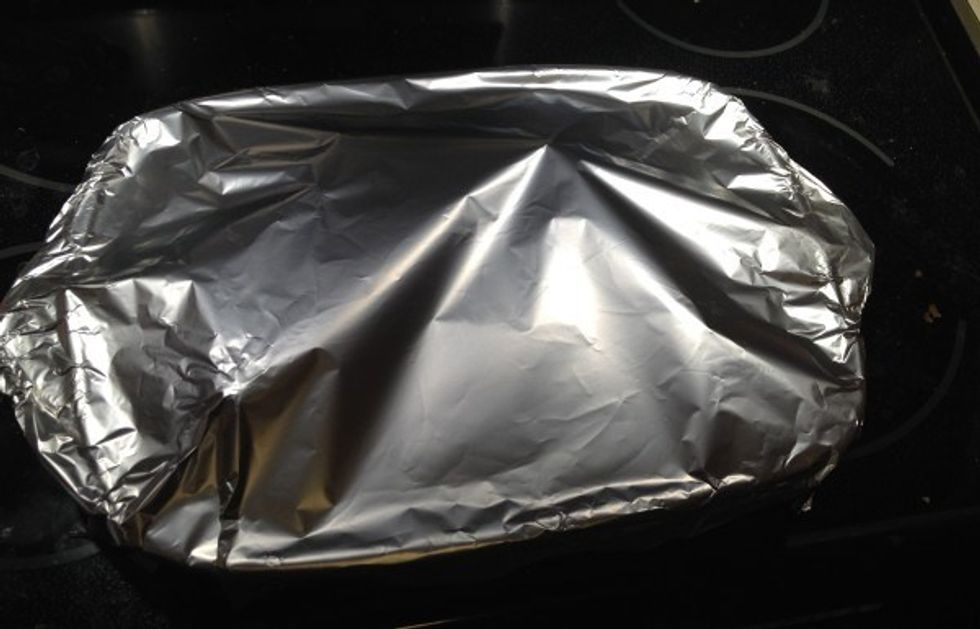 Cover and put in the oven at 450 for about an hour or more.