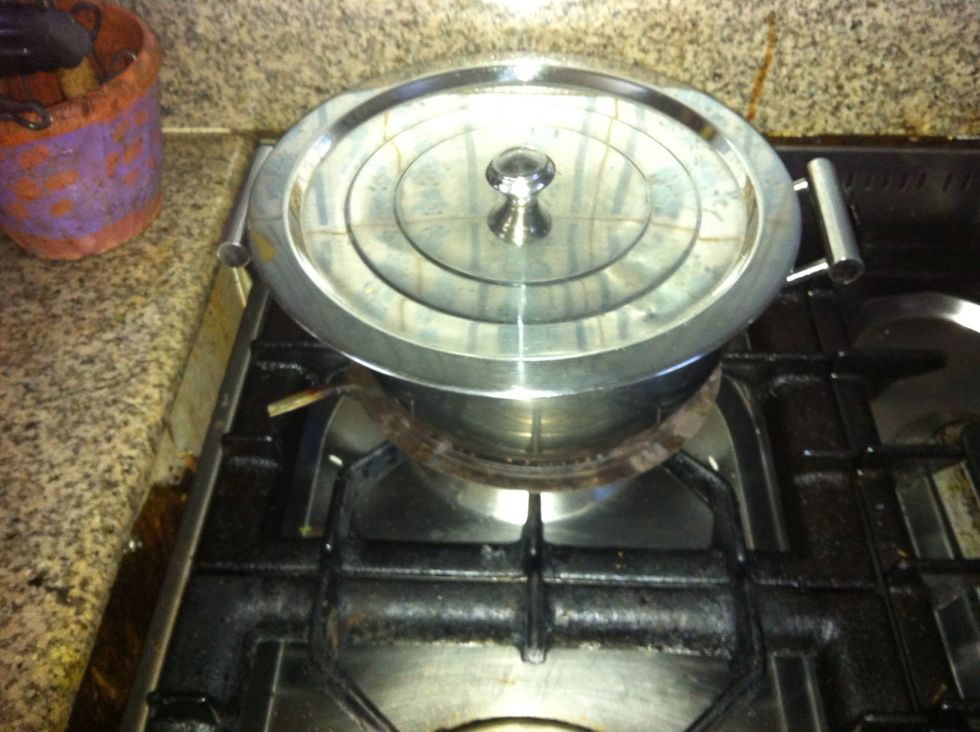 Cover and put over a very low flame for 30-40 minutes until the rice grain is fully cooked and well bloomed.