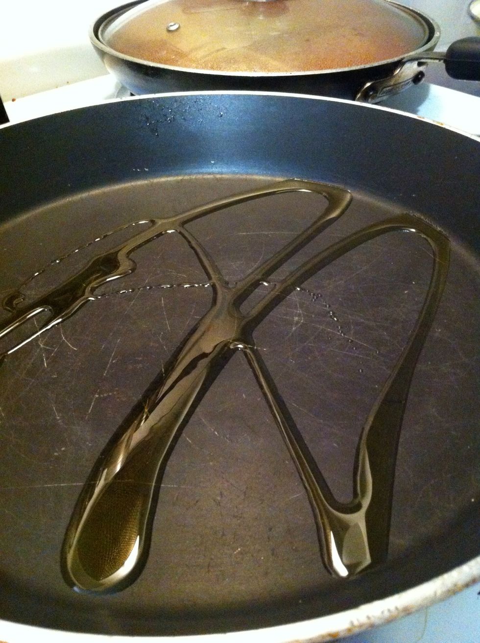 Cover and set aside sauce to preheat a larger pan for your meat