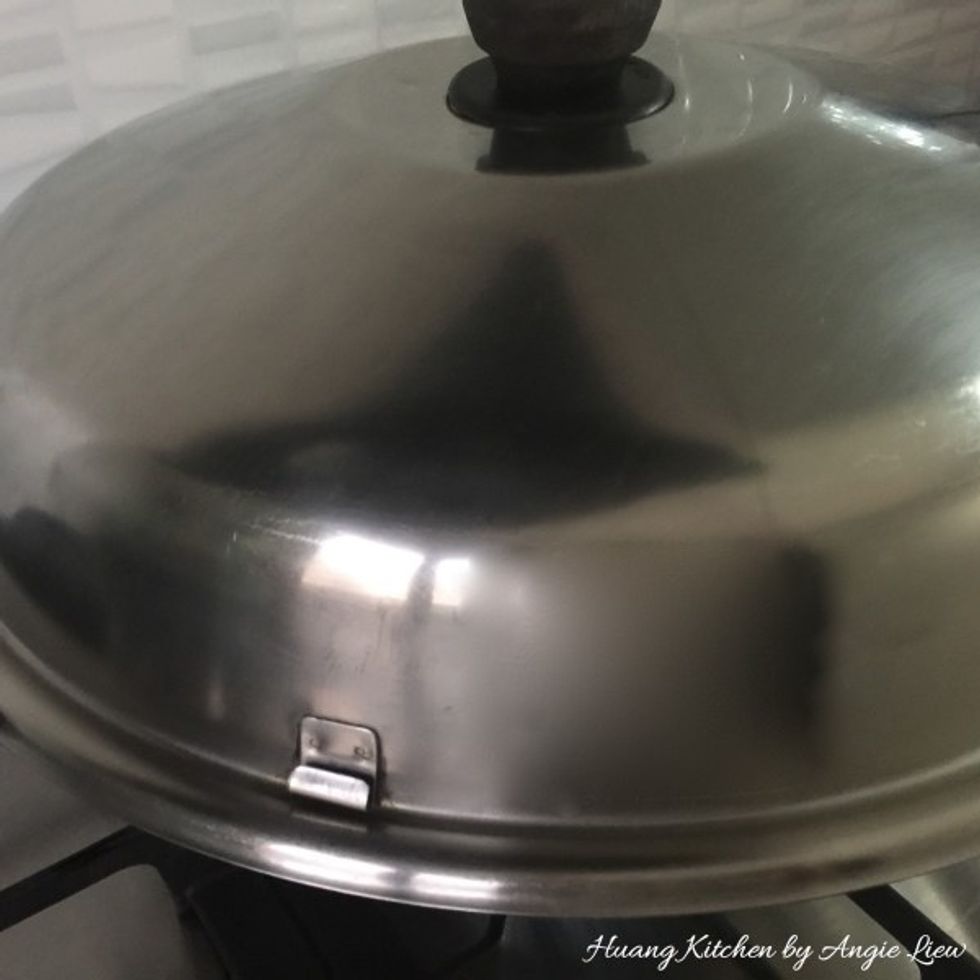 Cover and steamed over high heat for 15 minutes. When done, open the lid of steamer a little to let steam escape. Wait for about 5 minutes before removing buns from the steamer.