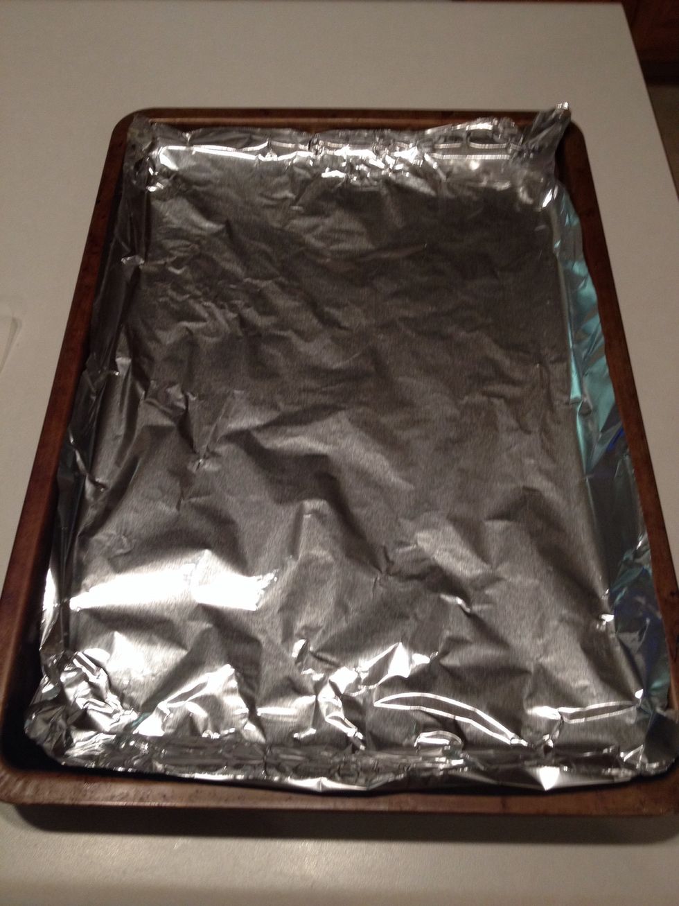 Cover baking pan with foil.