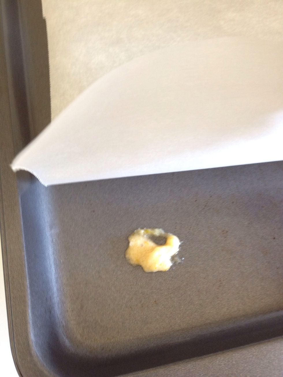 Cover baking sheets with parchment.  Tip: Place a dot of batter on each corner of cookie sheets, then place parchment paper on top. The batter will help the parchment paper stay put.