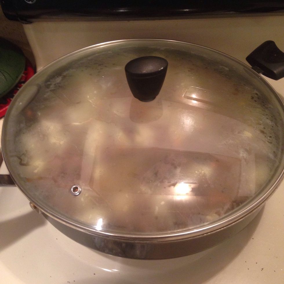 Cover ... Bring to a boil then simmer until potatoes are tender ( don't over cook potatoes )