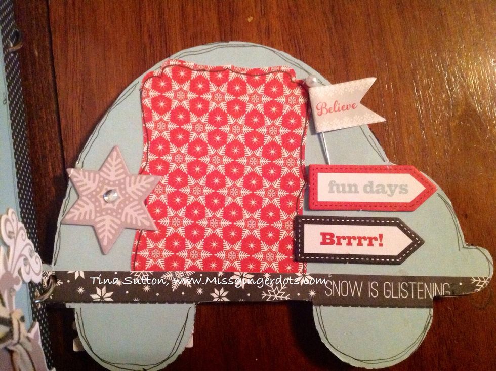Cover car in blue card stock. Decorate as shown. Flag that says believe is optional embellishment!