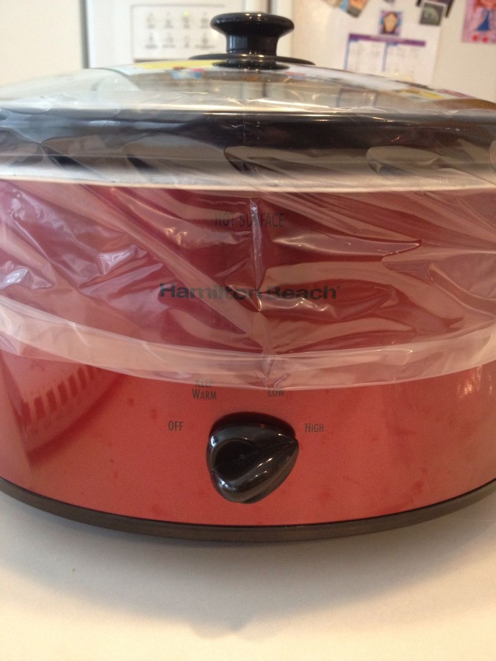 Cover crockpot and cook on high for 3-4 hours until top is browned.