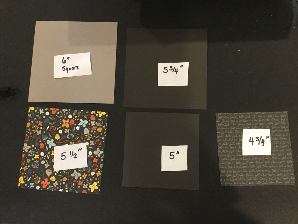 Cover- cut the following papers square to shown dimensions!